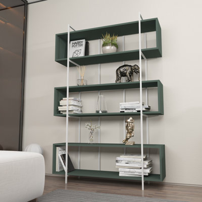 B&Q -  Bruti 5-Tier Bookcase Shelving Unit Green White