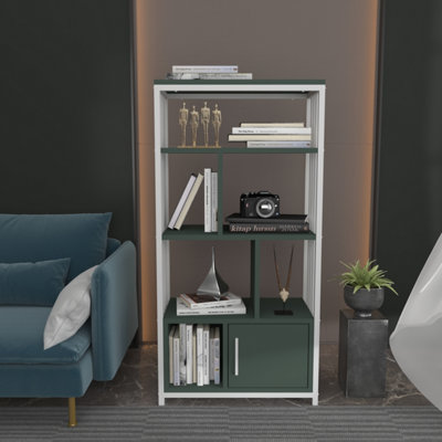 B&Q -  Valero Bookcase Shelving Unit White & Green