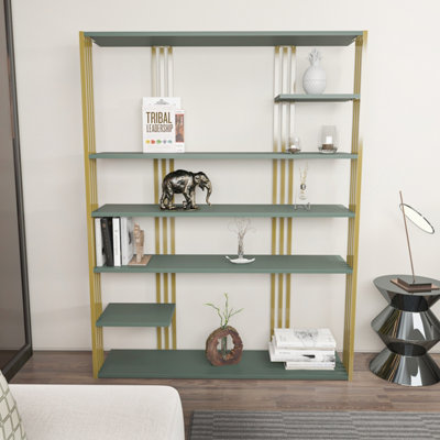 Decorotika Jeni Green And Gold 7 Tier Bookcase - Image 4