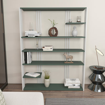 B&Q -  Jeni Bookcase Shelving Unit Green & White