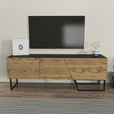 Decorotika Parla Modern Tv Unit Tv Stand - Oak And Black - Image 4