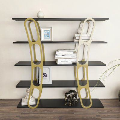 B&Q -  Adar Bookcase Shelving Unit Black & Gold