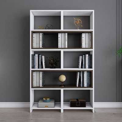 Decorotika 5-Tier Poyraz Bookcase Bookshelf Shelving Unit Display UnitWhite And Walnut Pattern from B&Q