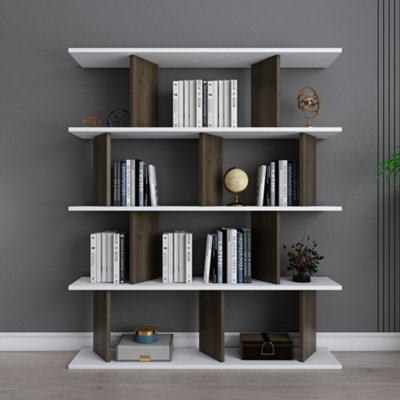 Decorotika 5-Tier Grace Bookcase Bookshelf Shelving Unit Display UnitWhite And Walnut Pattern from B&Q