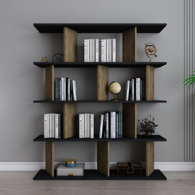 Decorotika 5-Tier Grace Bookcase Bookshelf Shelving Unit Display UnitBlack And Oak Pattern from B&Q