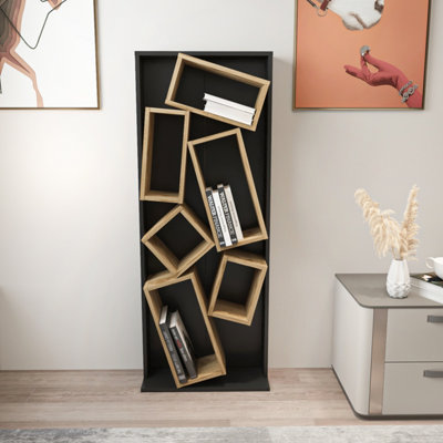 Decorotika Carmen Black And Oud 6 Shelf Bookcase - Image 3