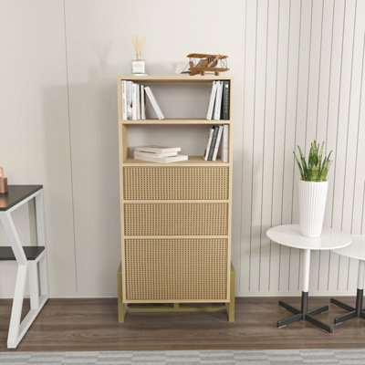 DecorotikaUtopia Bookcase Bookshelf Shelving Unit With 3 Cabinets And 2 Shelves