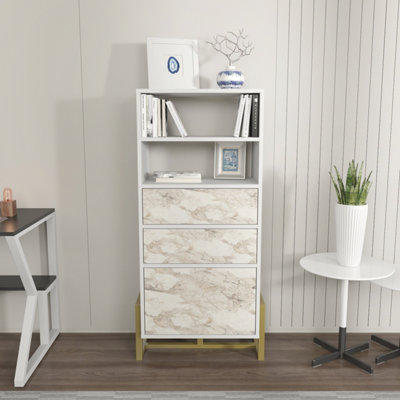 DecorotikaUtopia Bookcase Bookshelf Shelving Unit With 3 Cabinets And 2 Shelves