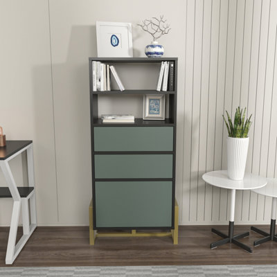 DecorotikaUtopia Bookcase Bookshelf Shelving Unit With 3 Cabinets And 2 Shelves