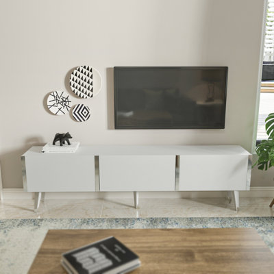 Decorotika Milagro Modern Tv Unit Tv Stand Gloss For Tvs Up To 71 Inch White&silver from B&Q
