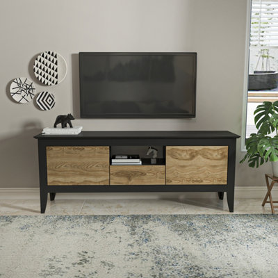 Decorotika Verde Oud And Black 3 Door Single Shelf Tv Unit - Image 3