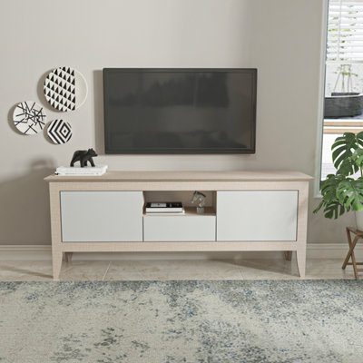 B&Q -  Verde Tv Stand Tv Unit For Tvs Up To 59Inch Cotton Beige