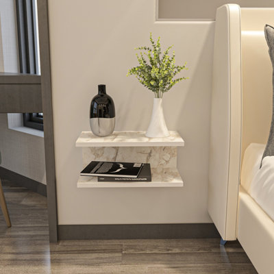 B&Q -  Ramira Nightstand White Marble Effect