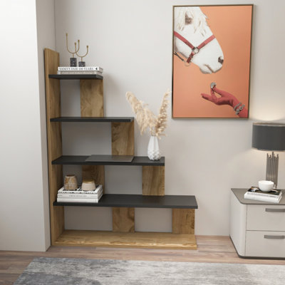 Decorotika Echo Modern 5 Shelf Ladder Bookcase - Oud and Black - Image 3