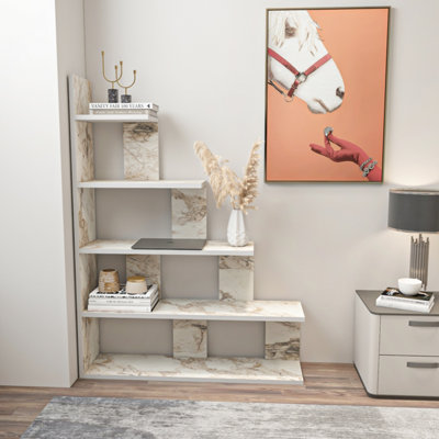 Decorotika Echo 120 Cm Bookcase White Marble Effect from B&Q