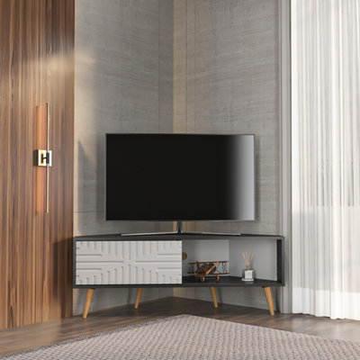 Decorotika Modern Mora Corner Tv Unit Black Marble Effect And White from B&Q