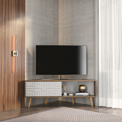 Decorotika Modern Mora Corner Tv Unit Walnut And White from B&Q