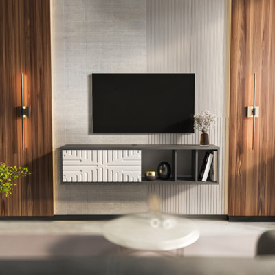 Decorotika Modern Teo Floating Tv Unit Anthracite And White from B&Q