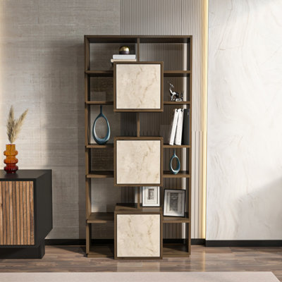 Decorotika Monaco Modern Bookcase Walnut Travertine from B&Q