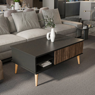 B&Q -  Como 110 Cm Modern Coffee Table Black And Oud
