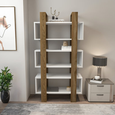Decorotika Reina 150 Cm Bookcase White&walnut from B&Q