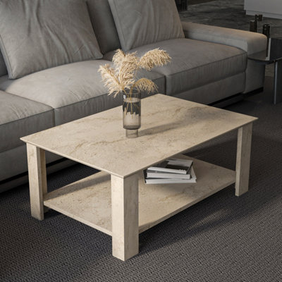 Decorotika Leroy  90 Cm Rectangular  Coffe Table Travertein from B&Q