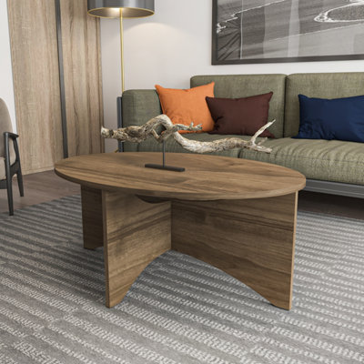 B&Q -  Solo  100 Cm Oval Coffee Table Walnut