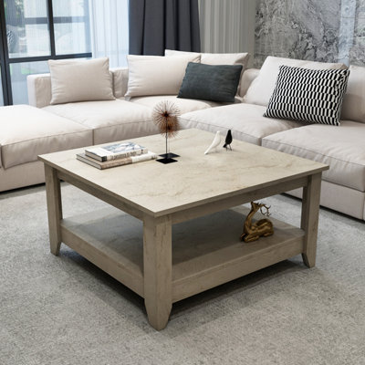Decorotika Lea  90 Cm Square Coffee Table Travertein from B&Q