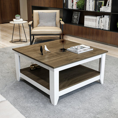 Decorotika Lea 90 Cm Square Coffee Table Walnut White from B&Q