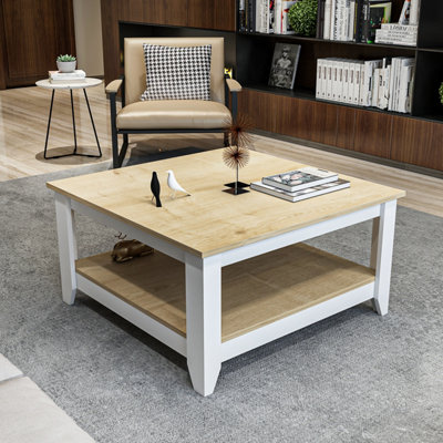 Decorotika Lea 90 Cm Square Coffee Table Sapphire Oak White from B&Q