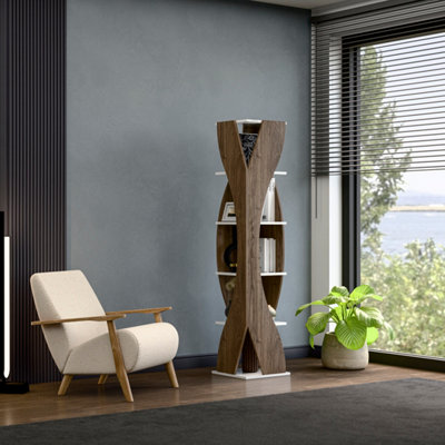 Decorotika Reva 5-Tier Modern Bookshelf Walnut from B&Q