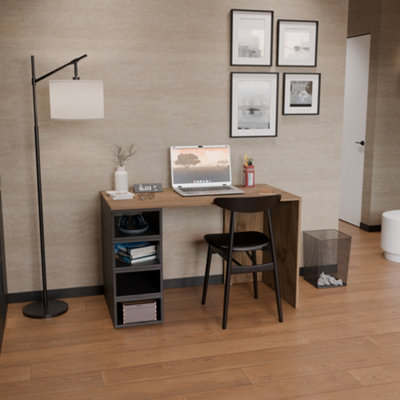 B&Q -  Poyraz Computer Desk Walnut Black