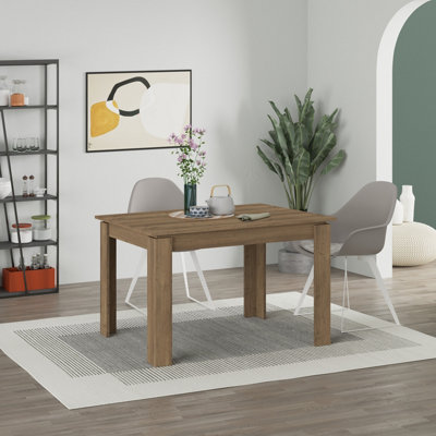 Decortie Tolmen Dining Table Rectangular Extendable Table For 4 Seater Contemporary Kitchen Table 120Cm Dining Room Darkoak Effect from B&Q