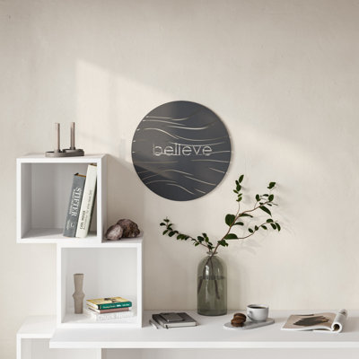 Decortie Believe Modern Metal Wall Art Home Decorative Ornament, Black