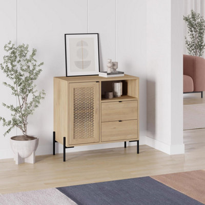 Fwstyle 1 Door 2 Drawer Sapphire Oak Effect Sideboard Cabinet