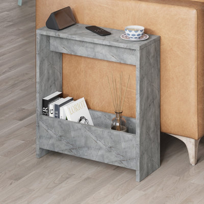 Decortie Simpi Modern Side End Table Marble Effect Multipurpose With Creativeness H 60Cm 2 Tier Gold