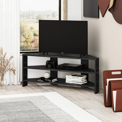 Decortie Thales Corner Modern Tv Unit Entertainment Stand Marble Effect 32" Tvs H 43Cm W 110Cm Black