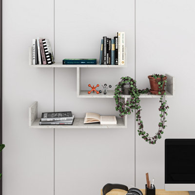 Decortie Gold Modern Tibet Wall Mounted Shelf Display Unit Marble Effect W Wide 119Cm