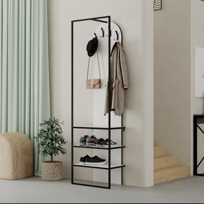 Decortie Modern Archy Hall Stand Coat Rack Hall Tree Stand With Shoe Rack For HallwayEntrance Hall 180(H)Cm White from B&Q