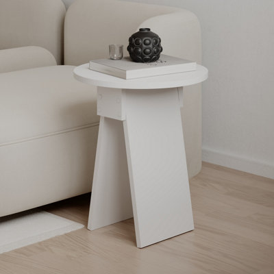 Decortie Chen Modern Round Side End Table 42Cm 2 Legs Multipurpose White Living Room H 50Cm from B&Q