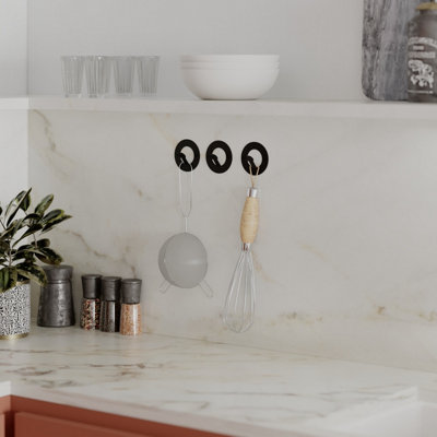 Decortie Black Modern Kaly Unique Metal Round Triple Matte Hooks For Hanging, Set Of-3 Hooks Kitchen, Waterproof, Stainless Steel Size 3