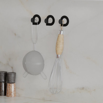 Decortie Modern Pino Unique Metal Triple Hooks For HangingSet Of 3 Matte Black Hooks BathroomWaterproofStainless Steel Hooks from B&Q