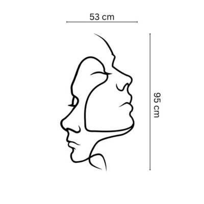 B&Q -  Two Face Minimalist Metal Line Art Wall Decor 95X53Cm
