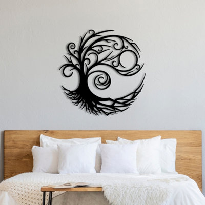 Decortie Unisex Black 'Tree Of Life" Botanical Metal Wall Decor 60X60 In - Image 7