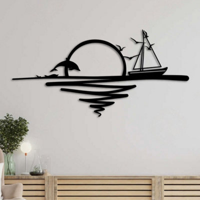 B&Q -  Sunrise Modern Metal Line Art Wall Decor