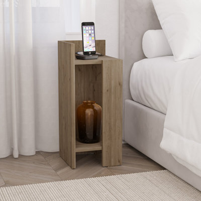 Decortie Dark Elos Modern Bedside Table Left Module Narrow Oak Effect 25Cm