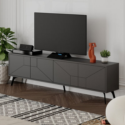 B&Q -  Dune Modern Tv Unit Multimedia Centre With Storage Stylish Tv Cabinet 65" Tvs Anthracite Grey 180Cm