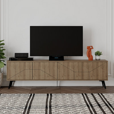 B&Q -  Dune Modern Tv Unit Multimedia Centre With Storage Stylish Tv Cabinet 65" Tvs Dark Oak Effect 180Cm