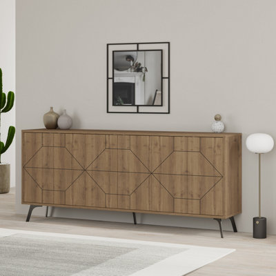 Decortie - Console Sideboard - Dark Oak Effect - 181 x 35 x 78 cm - Image 4