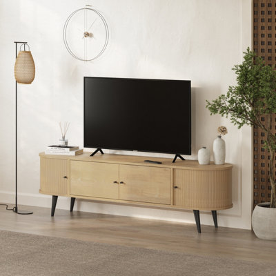 Decortie Oak TV Stand - 4 Door - Black - Image 5